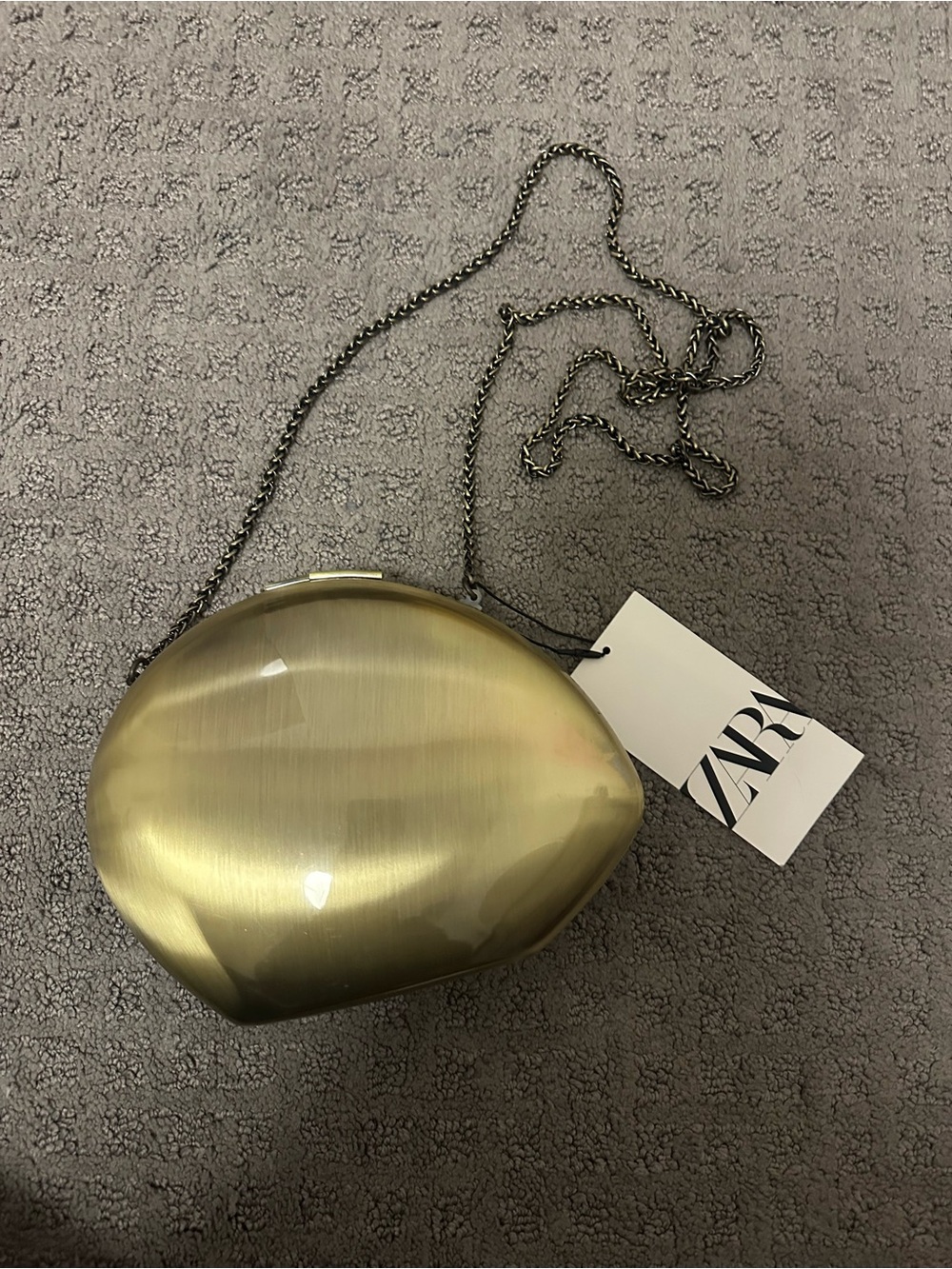 Zara Brushed Gold Sculptural Clutch with Chain Strap - Picture 2 of 4